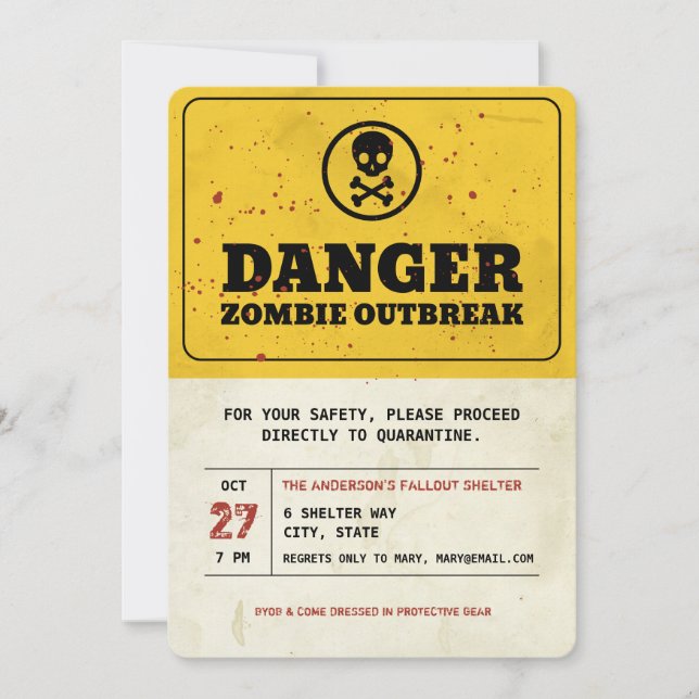 Invitación de la fiesta de Halloween con brote de  (Anverso)