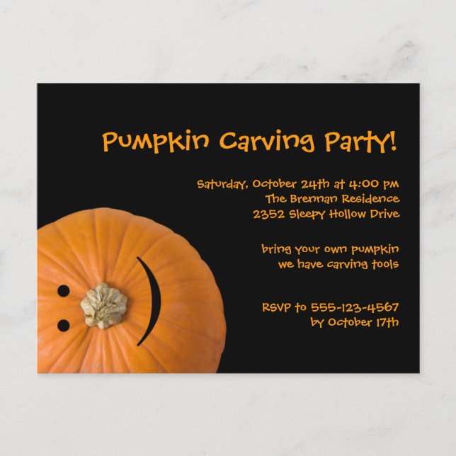 Invitación de la fiesta de Halloween con calabaza  (Anverso)