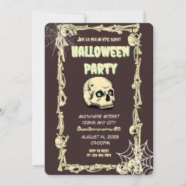 Invitación de la fiesta de Halloween con el cráneo