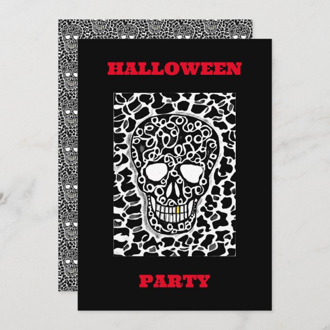 Invitación de la fiesta de Halloween con imagen de (Anverso / Reverso)