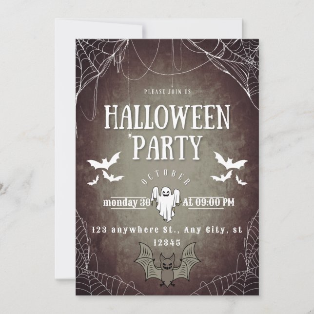 Invitación de la fiesta de Halloween con inicuos (Anverso)