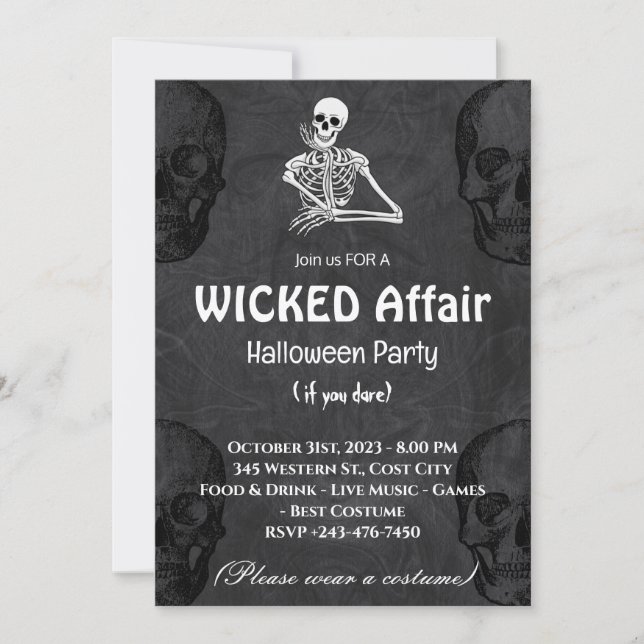 Invitación de la fiesta de Halloween con inicuos (Anverso)
