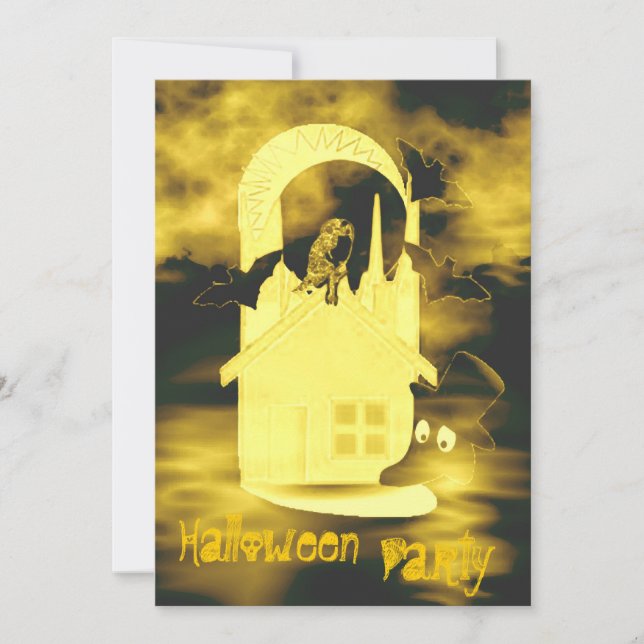 Invitación de la fiesta de Halloween con miedo (Anverso)