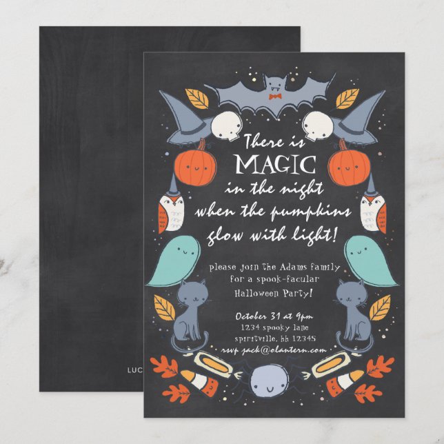Invitación de la fiesta de Halloween con vocación  (Anverso / Reverso)