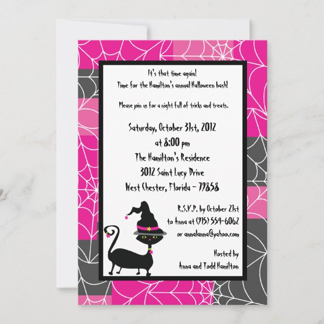Invitación de la fiesta de Halloween de 5x7 Witchy (Anverso)