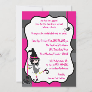Invitación de la fiesta de Halloween de 5x7 Witchy