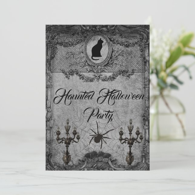 Invitación de la fiesta de Halloween de la época d (Anverso de pie)