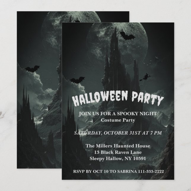 Invitación de la fiesta de Halloween de la Montaña (Anverso / Reverso)