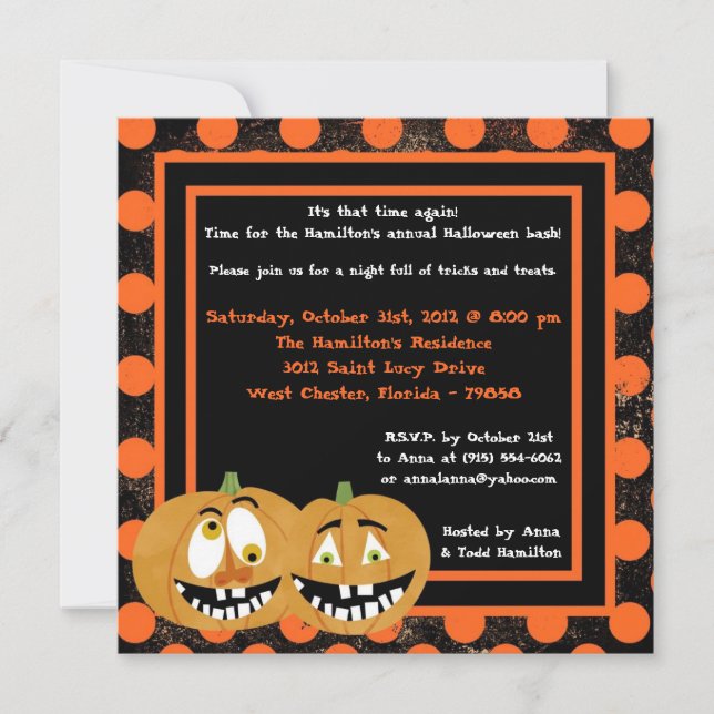 Invitación de la fiesta de Halloween de las calaba (Anverso)