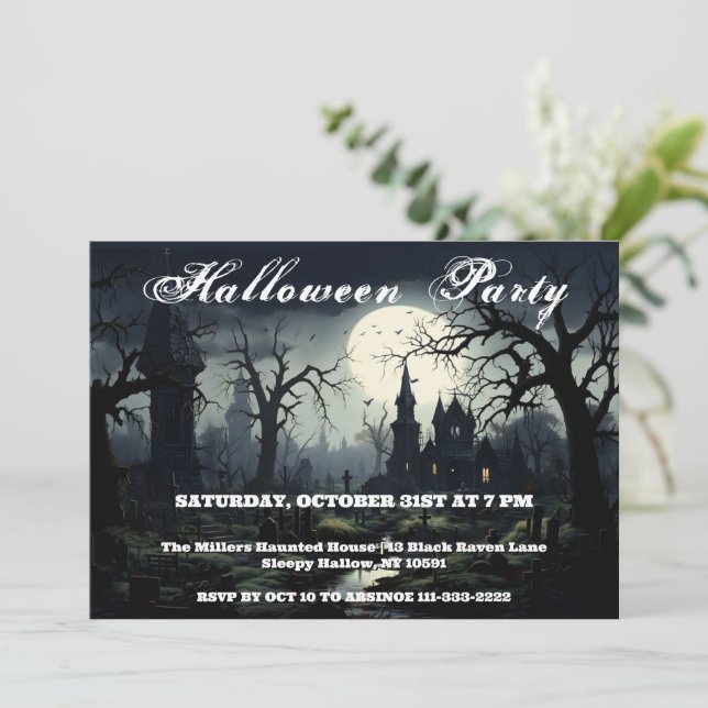 Invitación de la fiesta de Halloween de Manor (Anverso de pie)