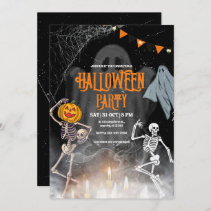 Invitación de la fiesta de Halloween de Vintage