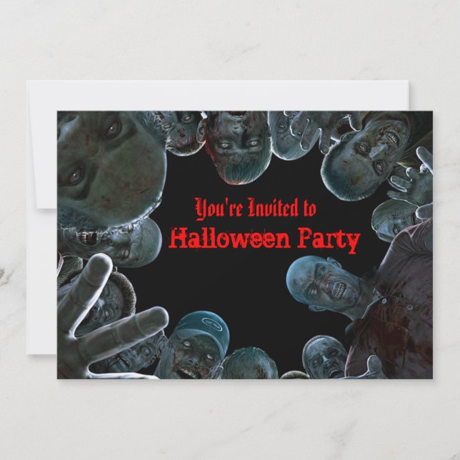 Invitación de la fiesta de Halloween de Zombies (Anverso)