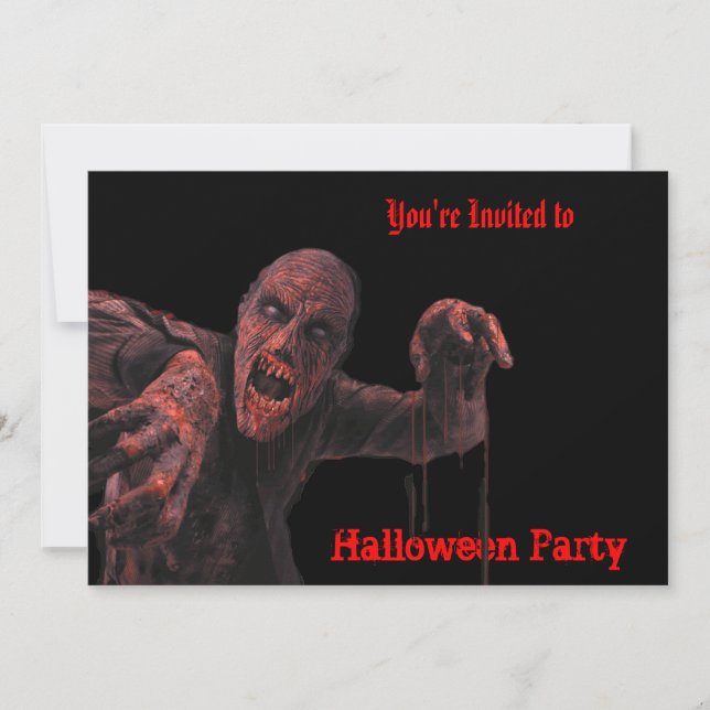 Invitación de la fiesta de Halloween de Zombies (Anverso)