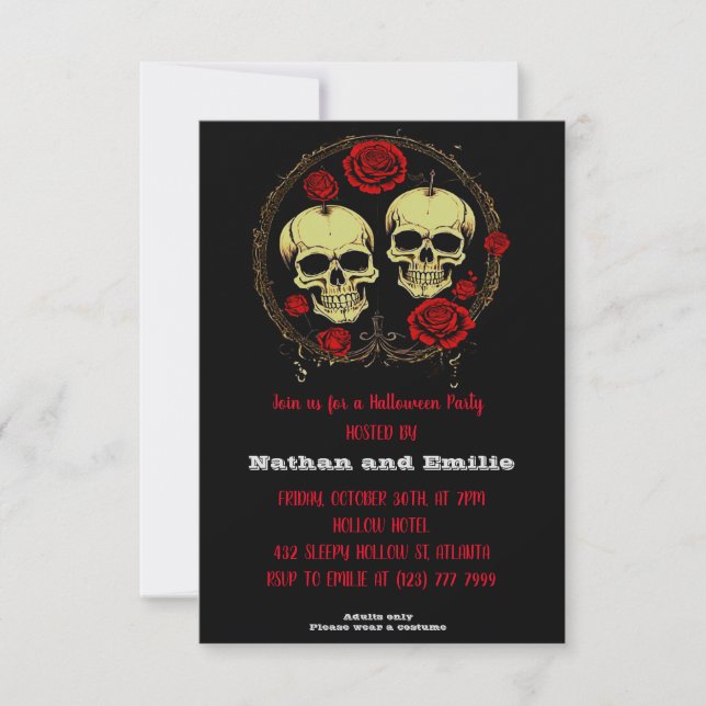 Invitación de la fiesta de Halloween del cráneo gó (Anverso)