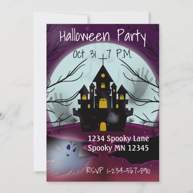 Invitación de la fiesta de Halloween en la casa de (Anverso)