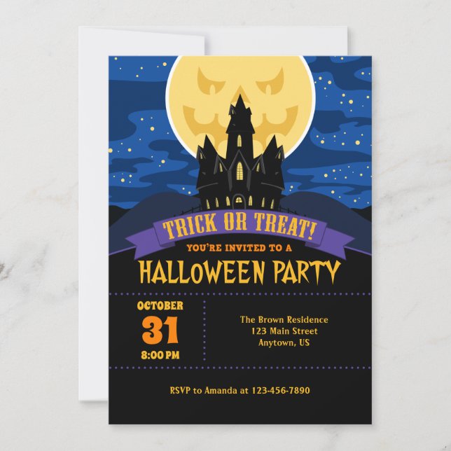 Invitación de la fiesta de Halloween en la casa de (Anverso)