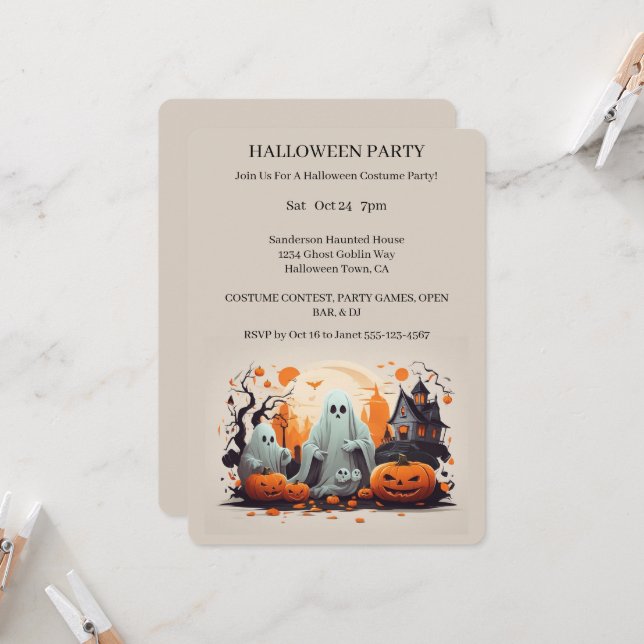 Invitación de la fiesta de Halloween en la casa de (Anverso/Reverso In Situ)