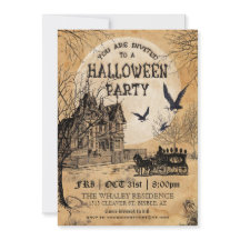 Invitación de la fiesta de Halloween en la casa de
