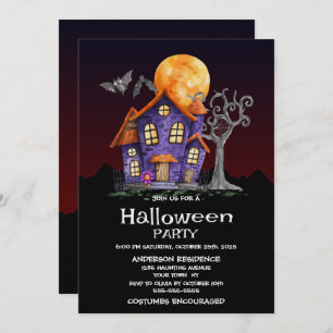 Invitación de la fiesta de Halloween en la casa de