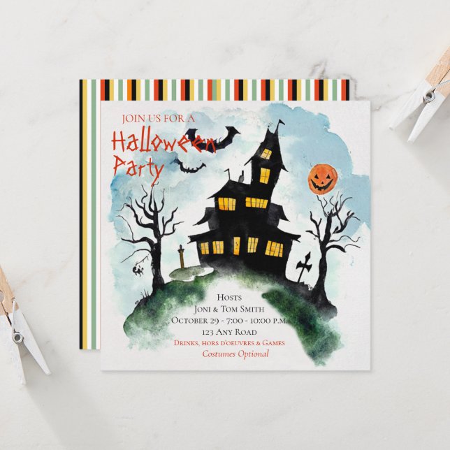 Invitación de la fiesta de Halloween en Mansion Ha (Anverso/Reverso In Situ)