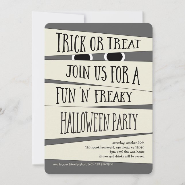 Invitación de la fiesta de Halloween momificada (Anverso)