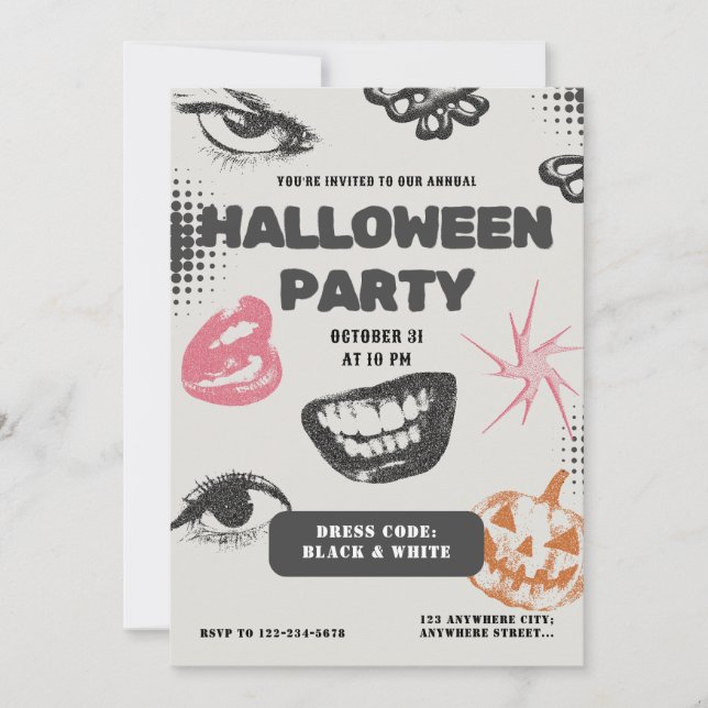 Invitación de la fiesta de Halloween para adultos (Anverso)