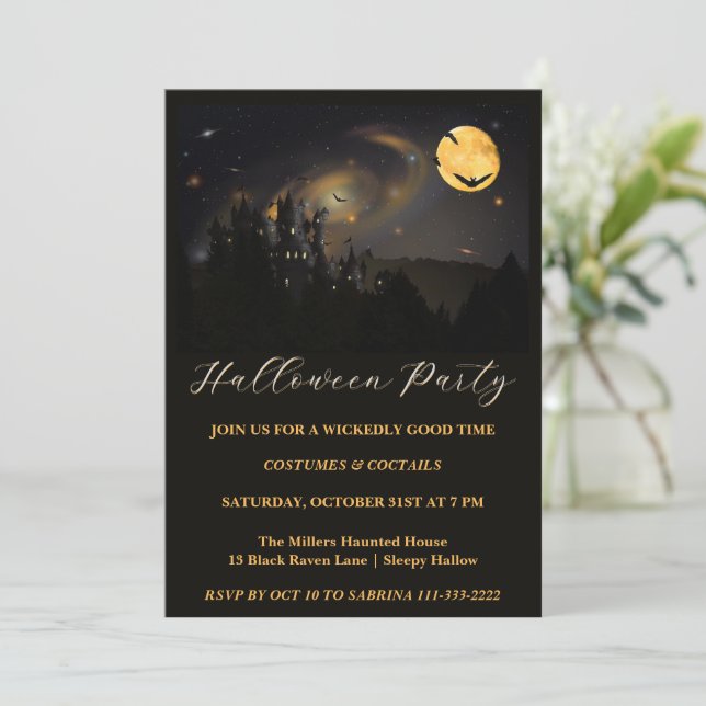 Invitación de la fiesta de Halloween, un momento a (Anverso de pie)