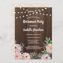 Invitación de la fiesta de jubilación. Madera rosa