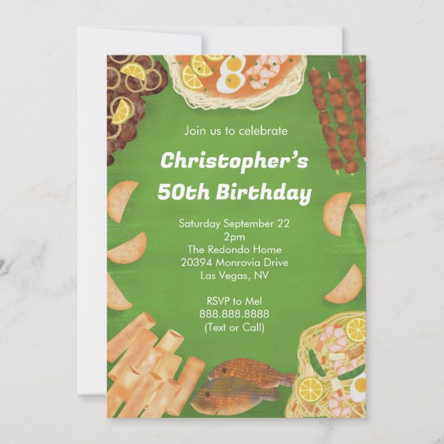 Invitación de la fiesta de la comida filipina (Anverso)