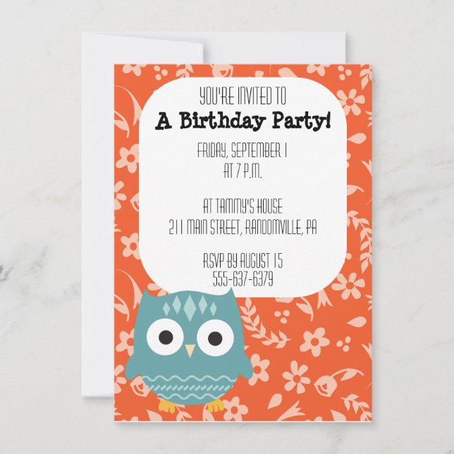 Invitación de la fiesta de la Lechuza Azul (Anverso)