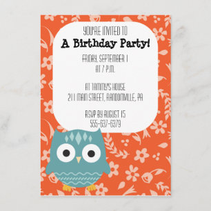 Invitación de la fiesta de la Lechuza Azul