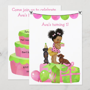 Invitación de la fiesta de la niña étnica Dachshun
