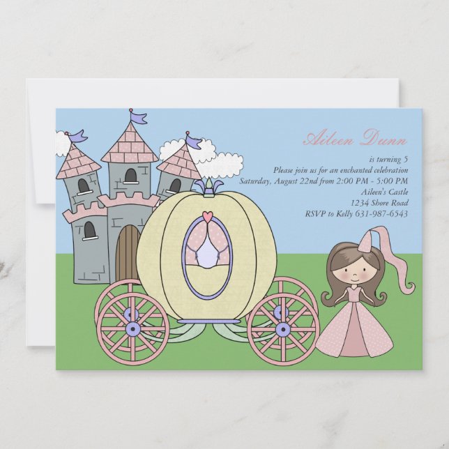 Invitación de la fiesta de la princesa cumpleaños (Anverso)