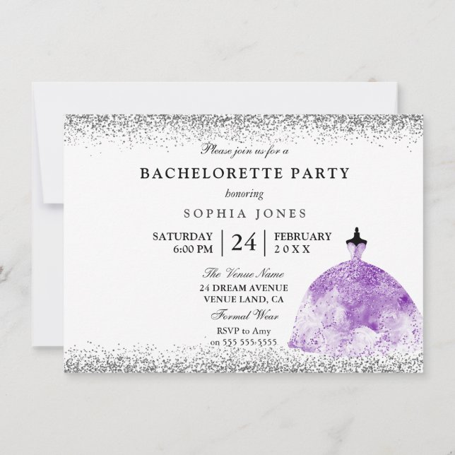 Invitación de la fiesta de la Purpurina de la vest (Reverso)