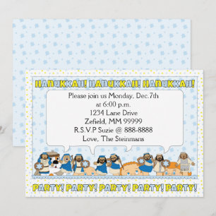 Invitación de la fiesta de la tarjeta Hanukkah 7" 