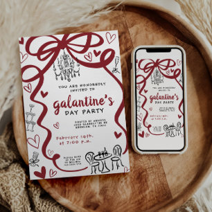 Invitación de la fiesta de las galentinas por mano