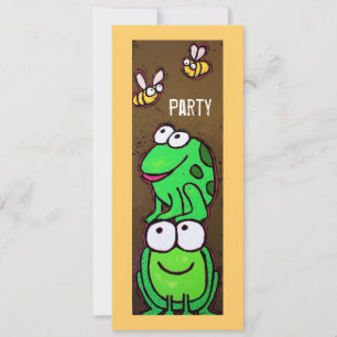 Invitación de la fiesta de las ranas divertidas y 