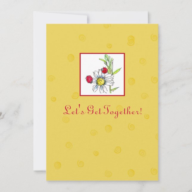 Invitación de la fiesta de los amigos Flor roja (Anverso)