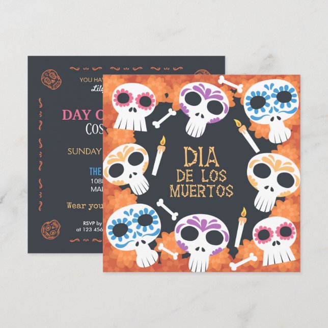 Invitación de la fiesta de los Dia de Muertos por  (Anverso / Reverso)