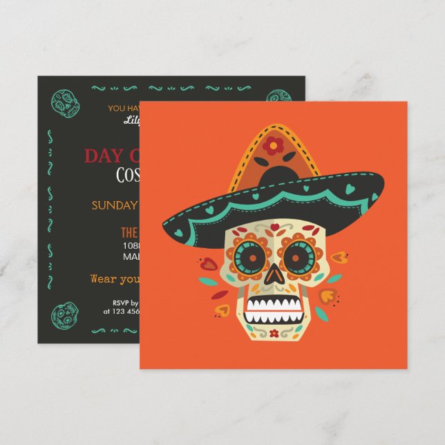 Invitación de la fiesta de los Dias de Muertos de  (Anverso / Reverso)