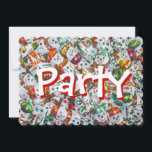 Invitación de la fiesta de los dulces Snowmen<br><div class="desc">Un diseño festivo con una mezcla de encantadores hombres de nieve de chocolate con envolturas de Relieve metalizado de colores vivos. Invitación con un diseño de personalizable blanco, rojo, verde, azul, dorado y morado para que usted pueda personalizar con su propio texto, imágenes e ideas. Creado usando una fotografía original...</div>