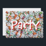 Invitación de la fiesta de los dulces Snowmen<br><div class="desc">Un diseño festivo con una mezcla de encantadores hombres de nieve de chocolate con envolturas de Relieve metalizado de colores vivos. Invitación con un diseño de personalizable blanco, rojo, verde, azul, dorado y morado para que usted pueda personalizar con su propio texto, imágenes e ideas. Creado usando una fotografía original...</div>