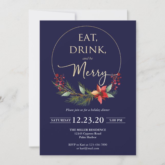 Invitación de la fiesta de los navidades Comer Beb (Anverso)