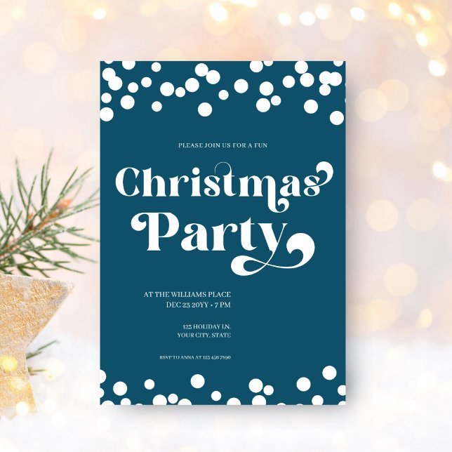 Invitación de la fiesta de los Navidades de la tip (Christmas Holiday Party in a winter blue color to celebrate Xmas! Personalize online today)