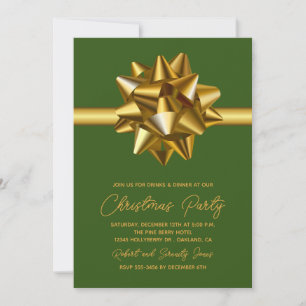 Invitación de la fiesta de los navidades Gold Bow
