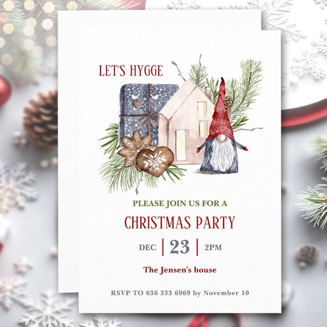 Invitación de la fiesta de los Navidades nórdicos  (Nordic Hygge Winter Christmas Party Invitation)