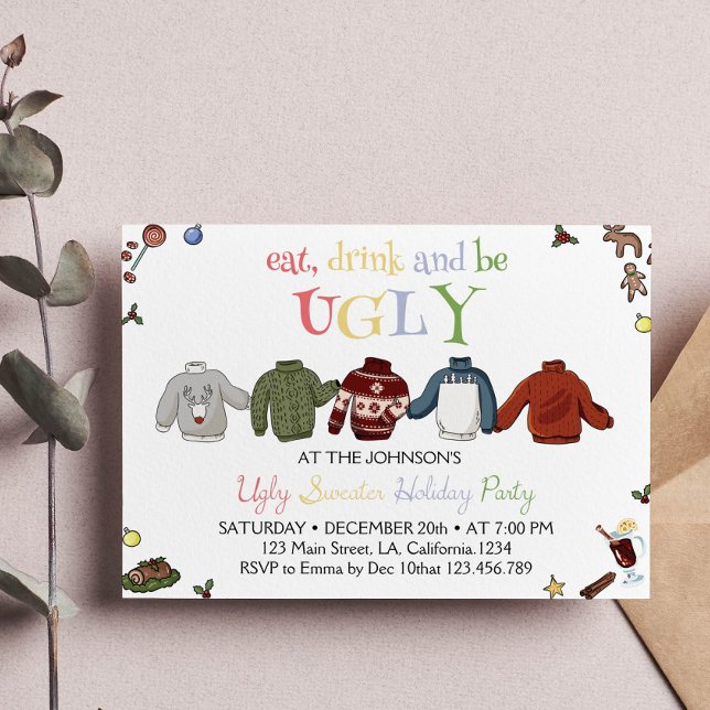 Invitación de la fiesta de los navidades suéter (Subido por el creador)