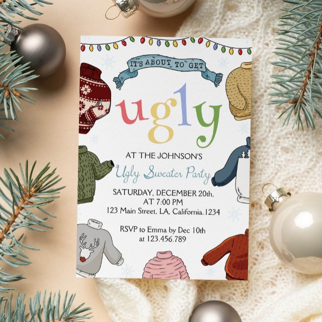 Invitación de la fiesta de los navidades suéter (Subido por el creador)