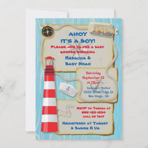 Invitación de la fiesta de Nautical Sailor en Baby