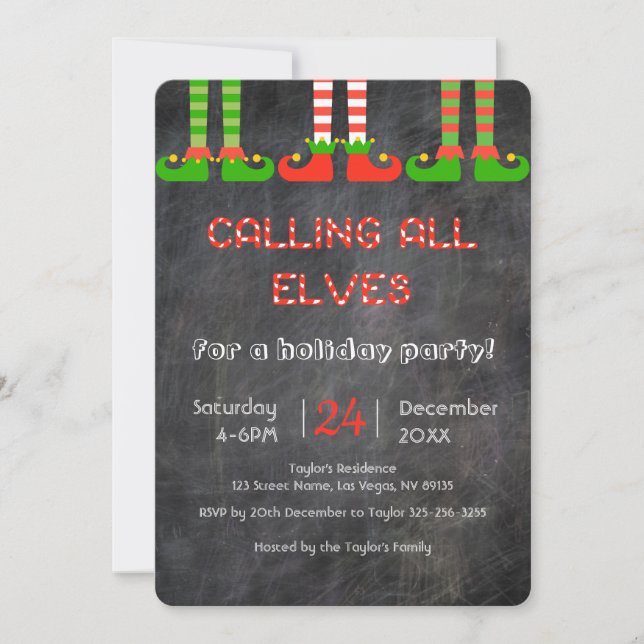 Invitación de la fiesta de Navidad de los duendes (Anverso)